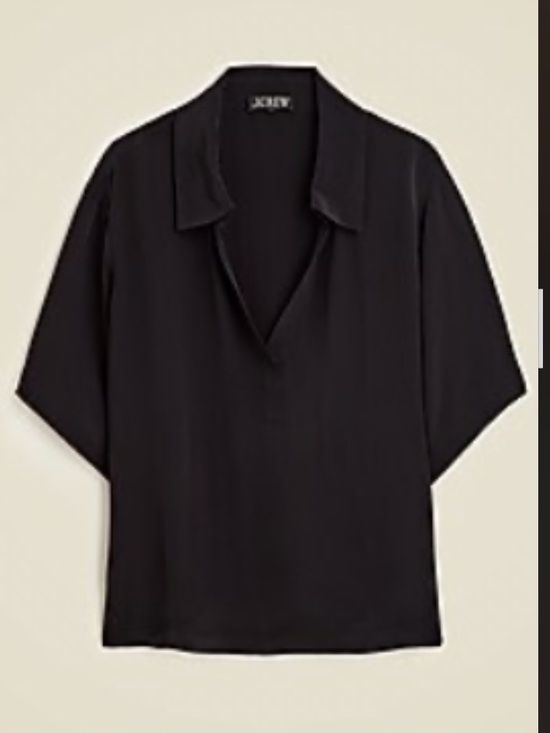 J. Crew Tops - EUC J.CREW Boxy Black V-Neck Short Sleeve Pullover Blouse SZ L